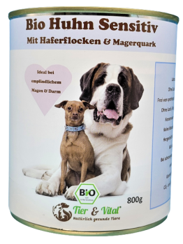 Bio Hundefutter Huhn Sensitiv mit Haferflocken 6 x 800g